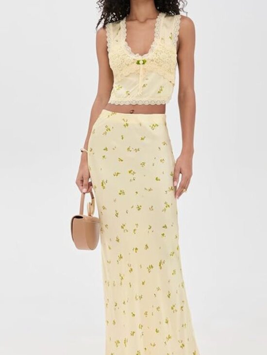 RESA Dresses & Skirts - RESA Juliette Skirt Set & Eloise Top, Butter Floral Yellow Lace